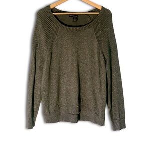 DKNY Knit Gray/Silver Detailed Sweater